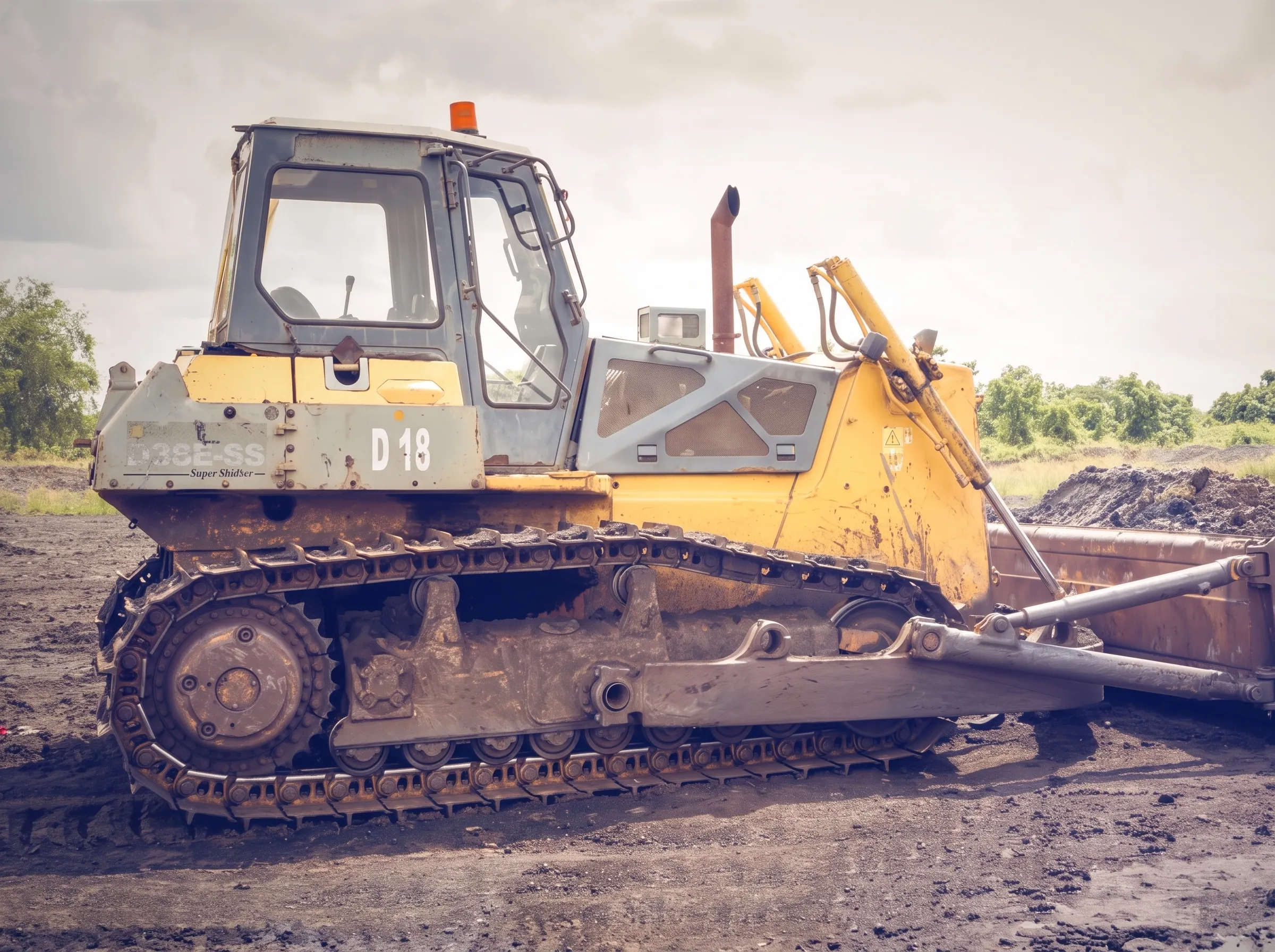 Bulldozer de oruga en un terreno de obra
