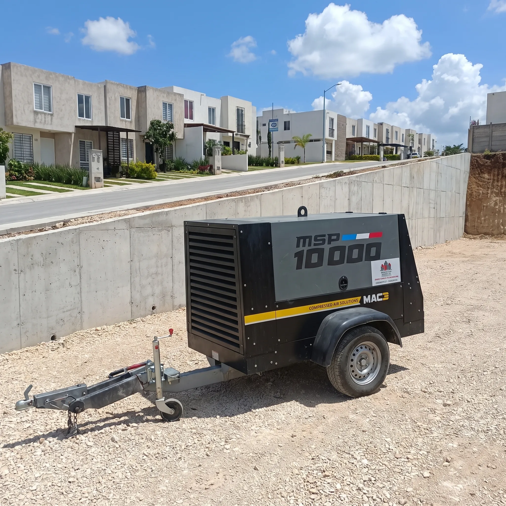 Compresor MAC MSP 10000 de Renta Equipos Building en una obra