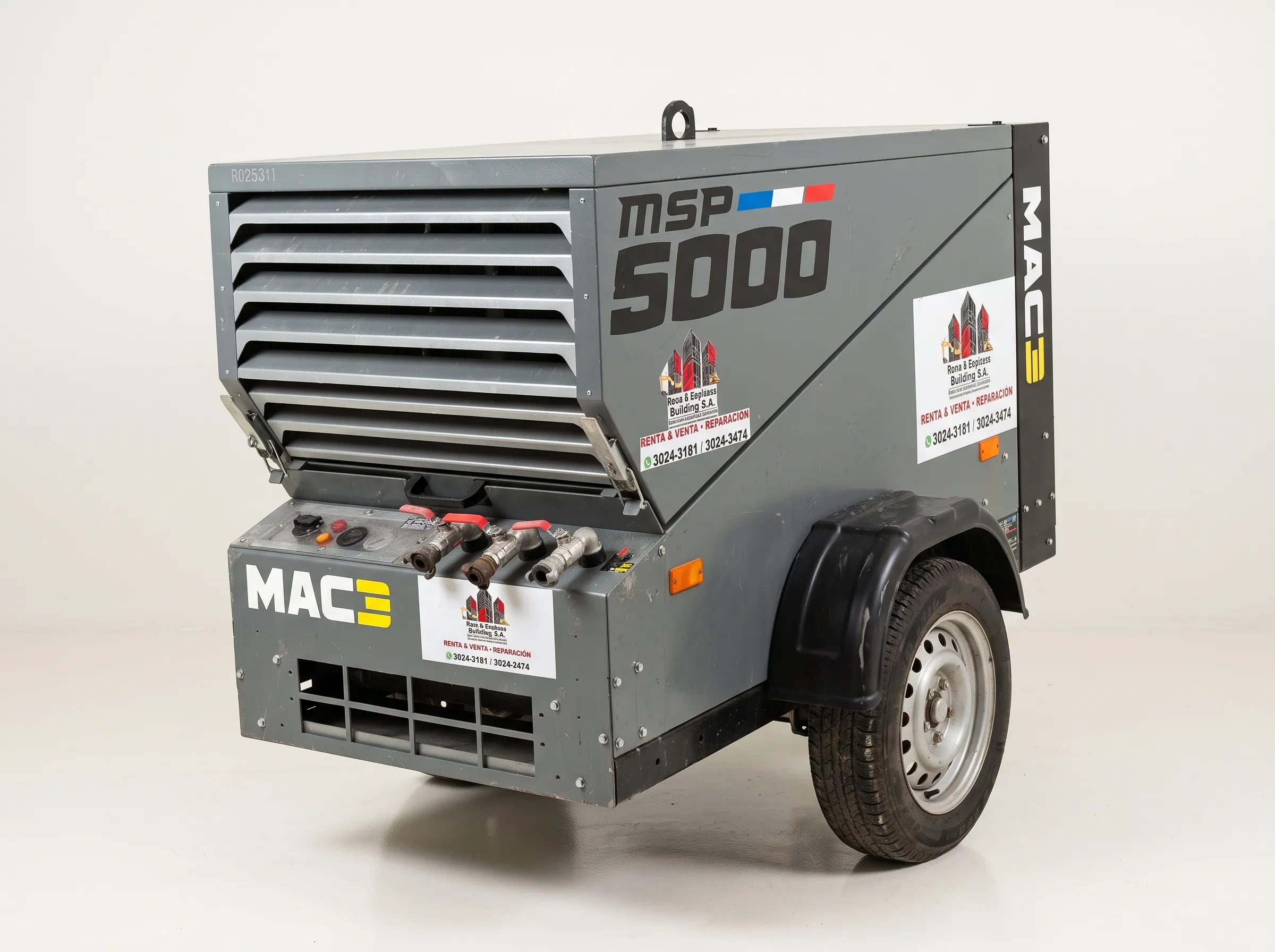 Compresor MAC MSP 5000 remolcable de Renta Equipos Building